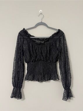 Snidel Black Lace Gothic Off-Shoulder Blouse
